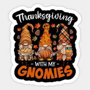 Thanksgiving With My Gnomie Leopard Pumpkin Funny Autumn Gnomes Shirt Sticker